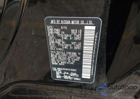 2015 Nissan Quest Platinum/S/Sl/Sv from USA, damaged, VIN JN8AE2KP5F9130893